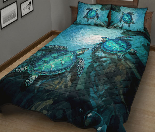 Turtle Underwater Quilt Bed Set - Love Quilt Bedding Set