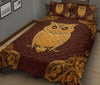 Owl Flying Leather Carving Style Quilt Bed Set - Love Quilt Bedding Set