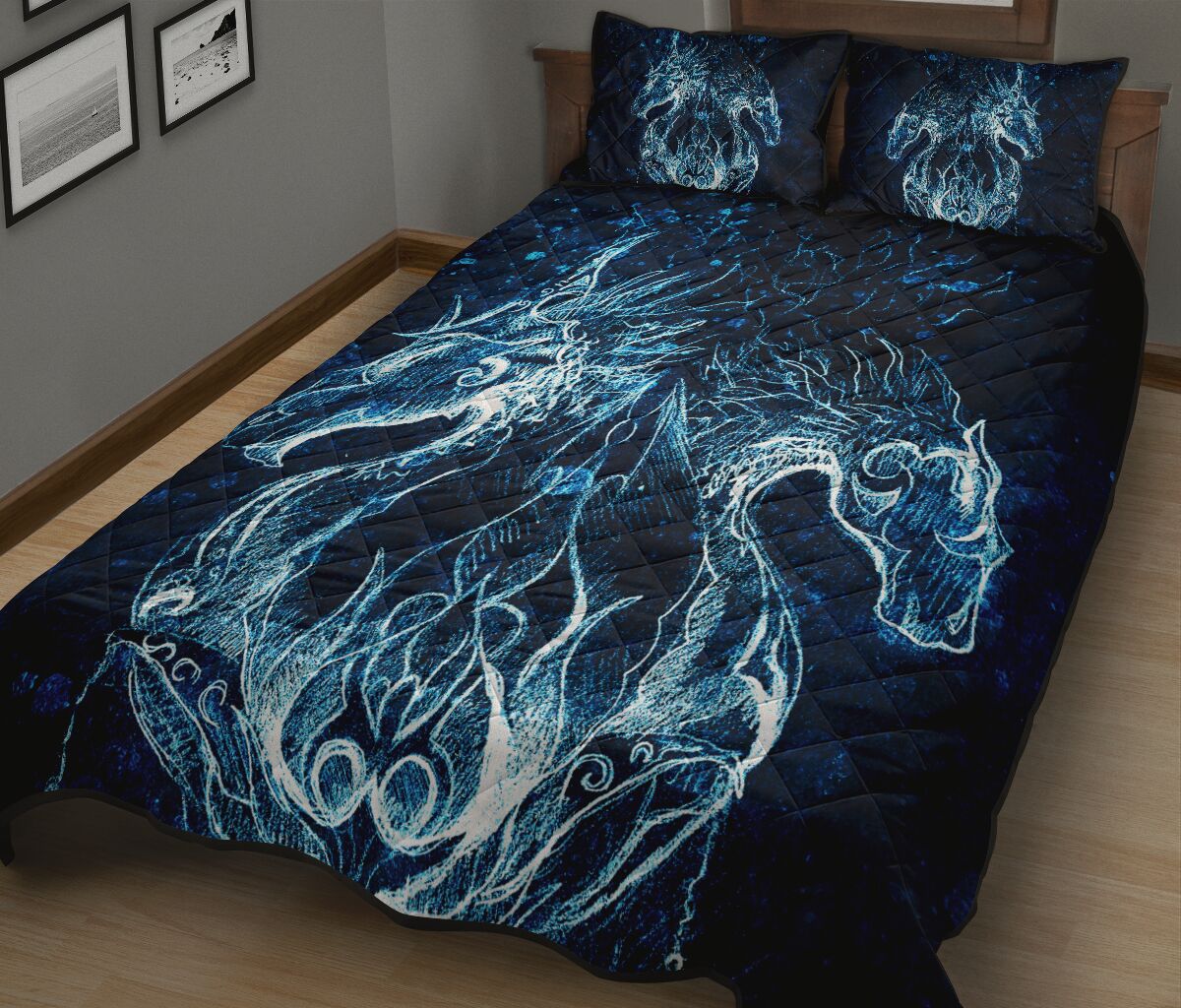 Dragon Art Tyle Quilt Bed Set - Love Quilt Bedding Set