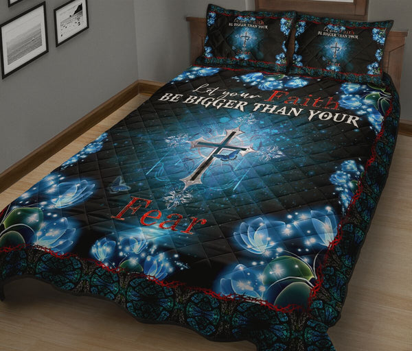 God Cross Flower Quilt Bed Set - Love Quilt Bedding Set