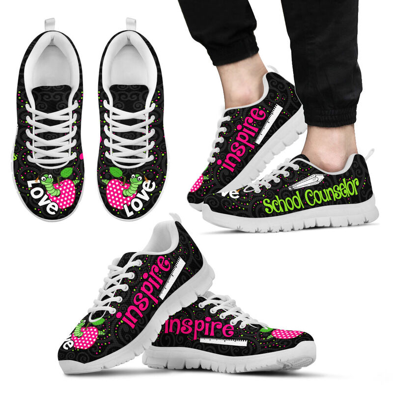 School Counselor Love Inspire Black Sneakers, Runni- Love Sneakers