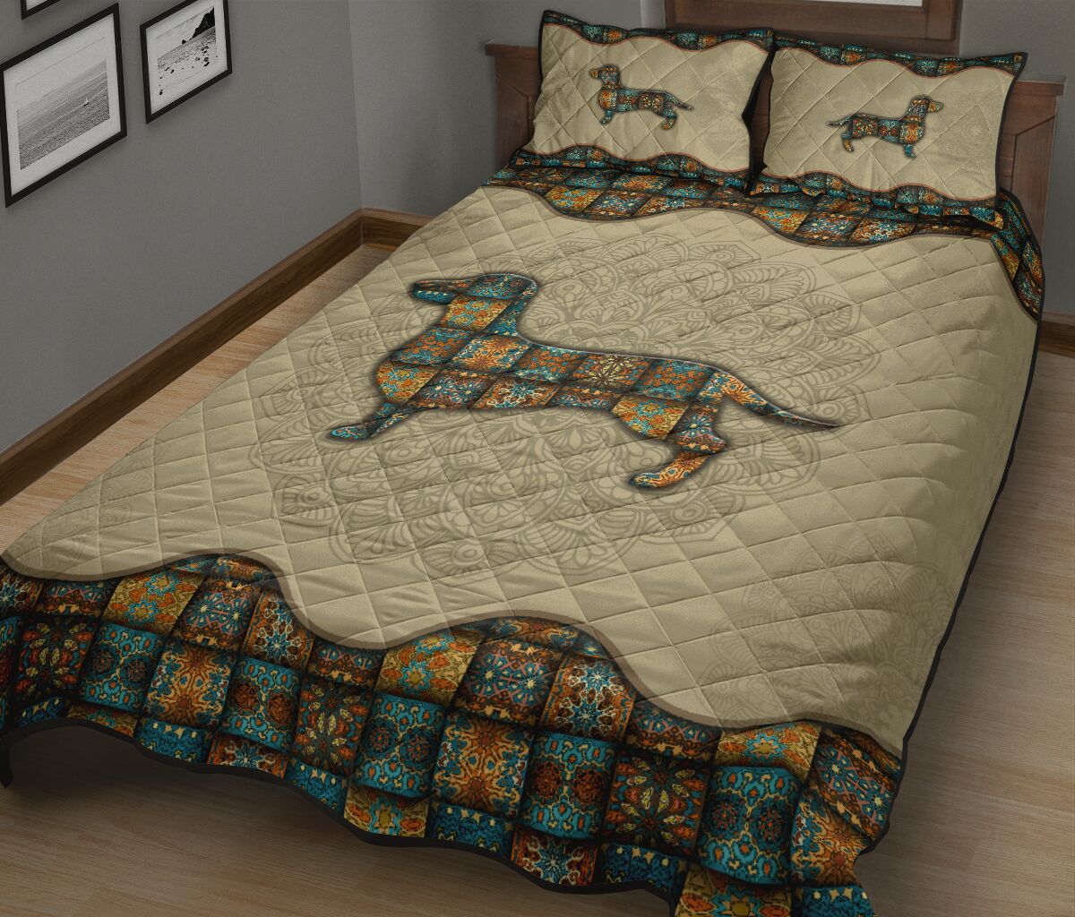 Quilt Bed Set - Mandala - Dachshund 47 - Love Quilt Bedding Set