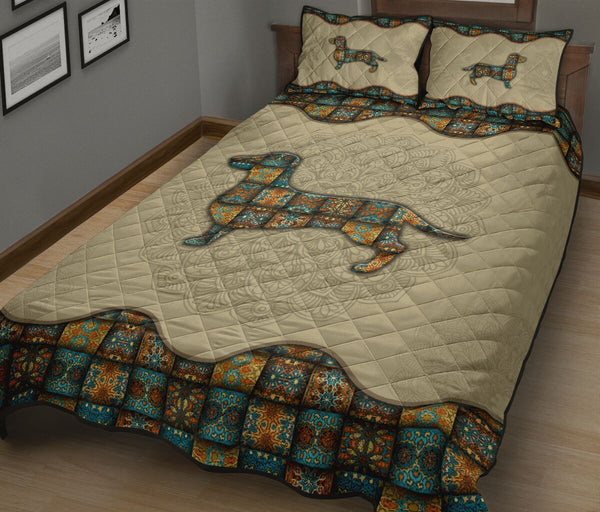 Quilt Bed Set - Mandala - Dachshund 47 - Love Quilt Bedding Set