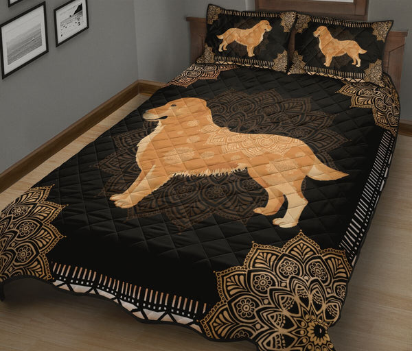 Golden Quilt Bed Set 62 - Love Quilt Bedding Set