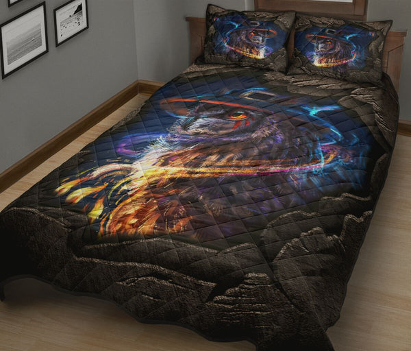 Owl Art Quilt Bed Set - Love Quilt Bedding Set