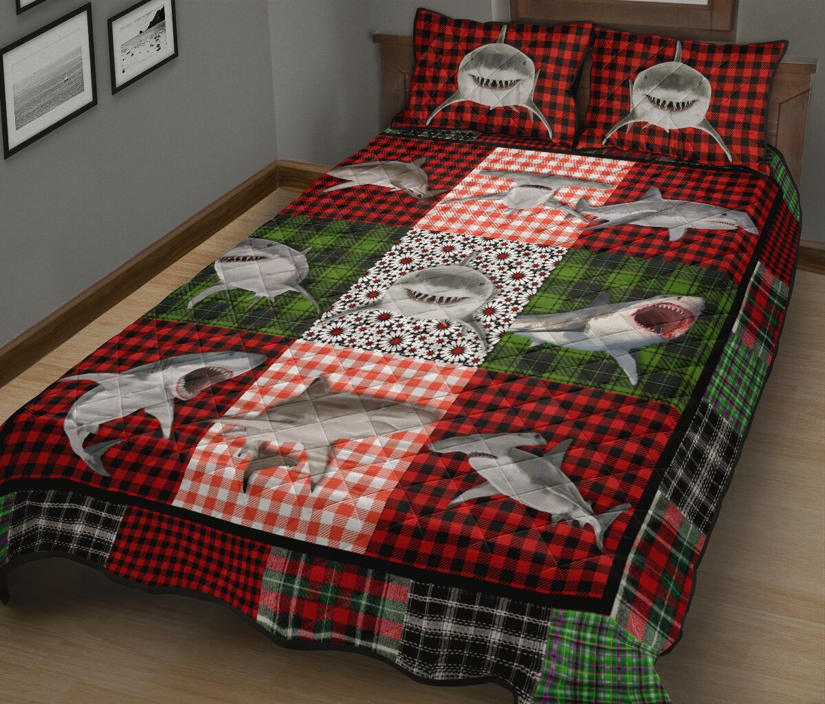 Shark Fabric Style Quilt Bed Set - Love Quilt Bedding Set