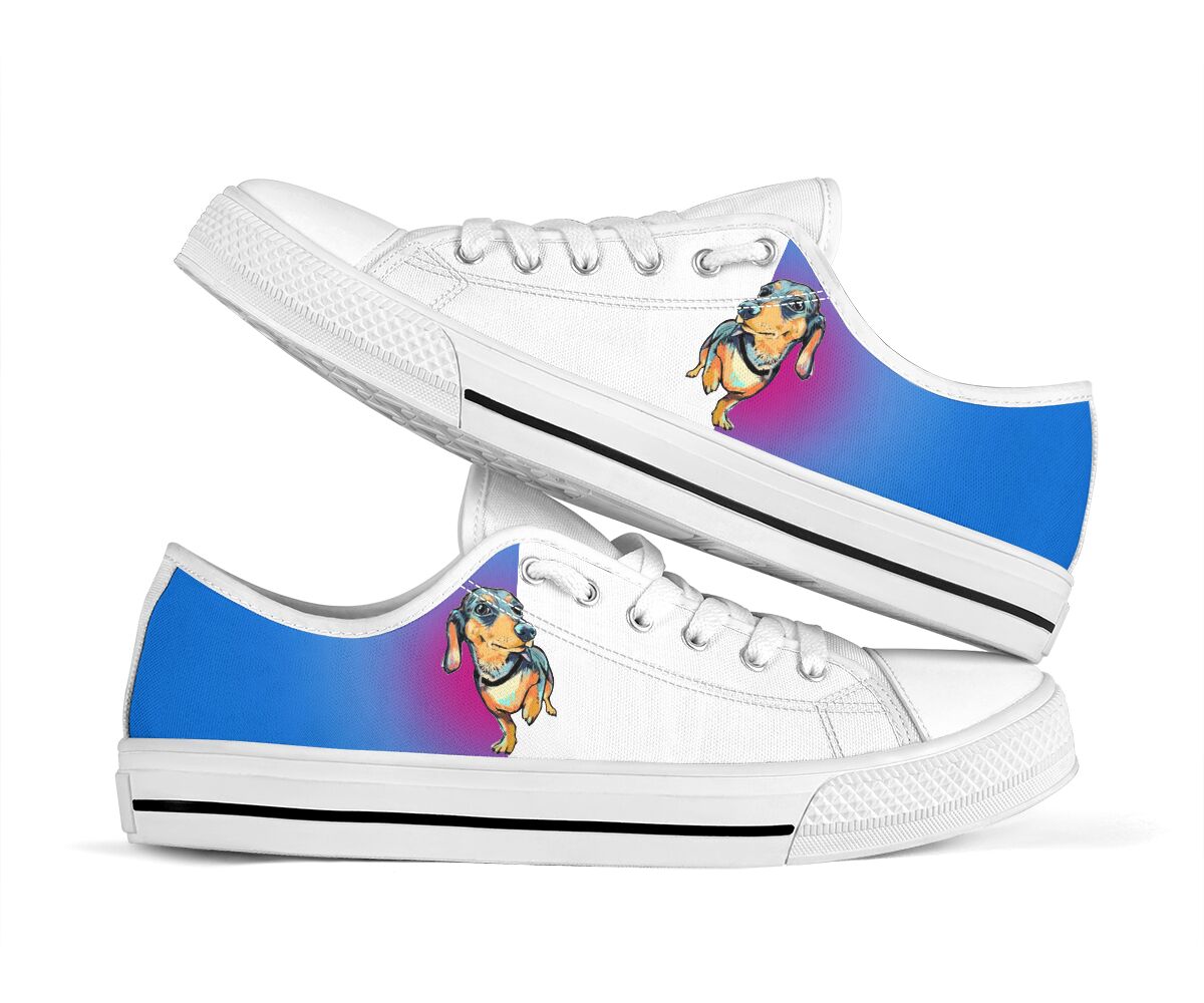 Dachshund Watercolor Low Top Shoe - Love Love Top Shoes