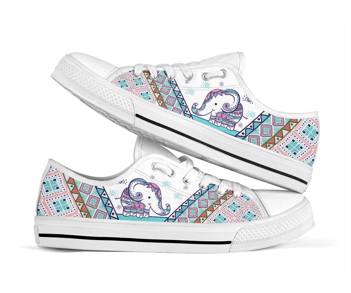 Elephant Boho Floral - Low Top Shoe - Love Love Top Shoes