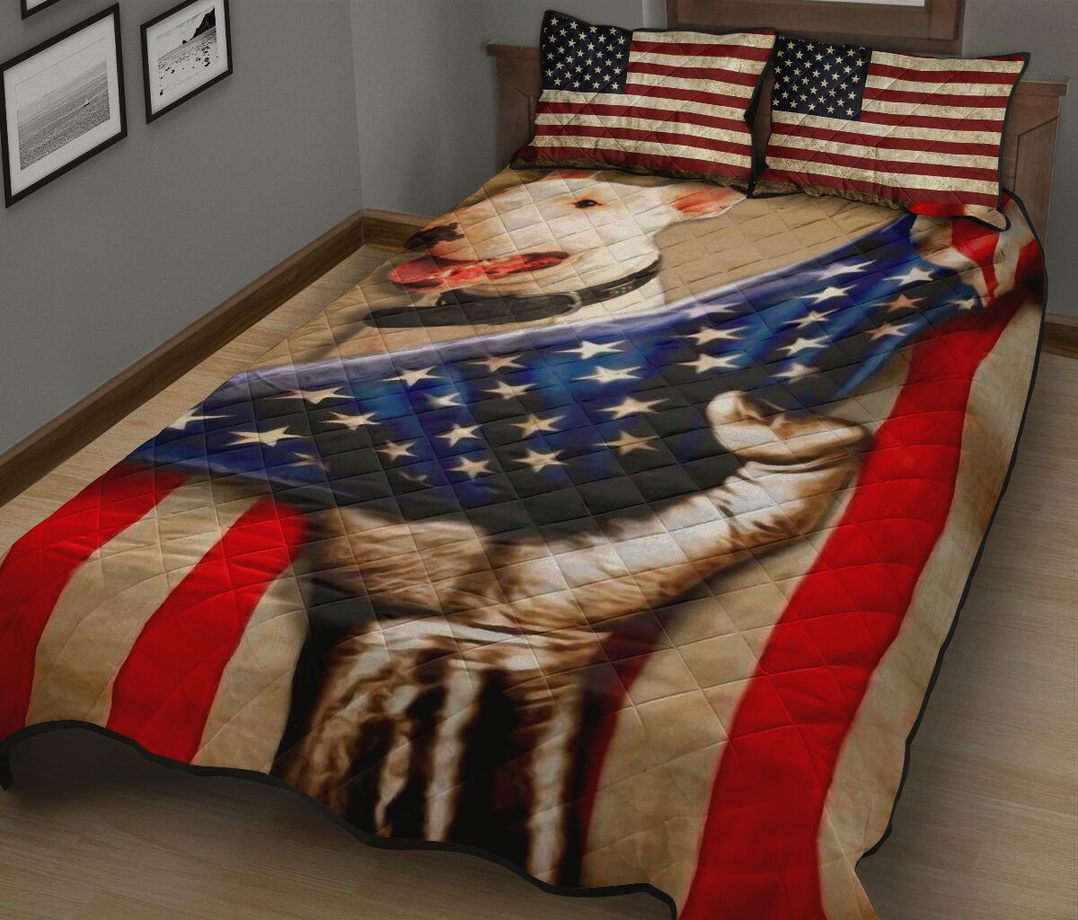 Bull Terrier Quilt Bed Set 15 - Love Quilt Bedding Set