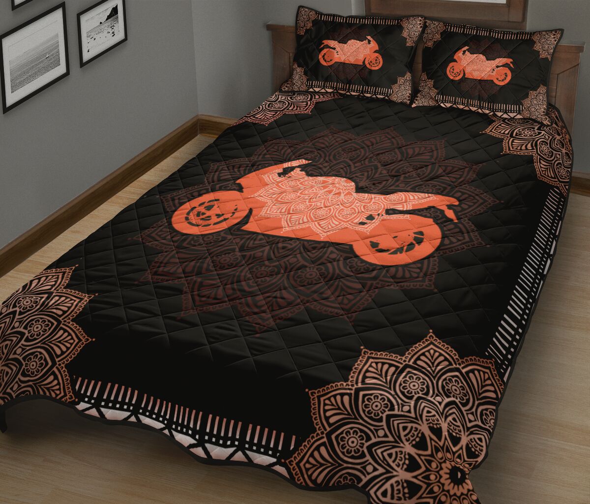 Biker Quilt Bed Set 94 - Love Quilt Bedding Set