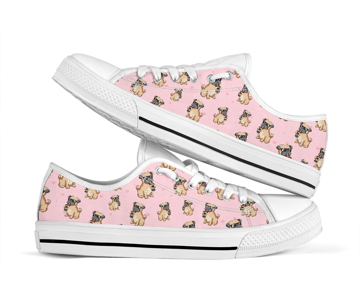 Pug Cute Heart - Low Top Shoe - Love Love Top Shoes
