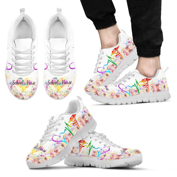 School Nurse Hb Flower Art Shoes Sneakers, Runni- Love Sneakers