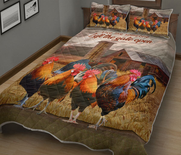 Farmer Chicken Field Quilt Bed Set - Love Quilt Bedding Set