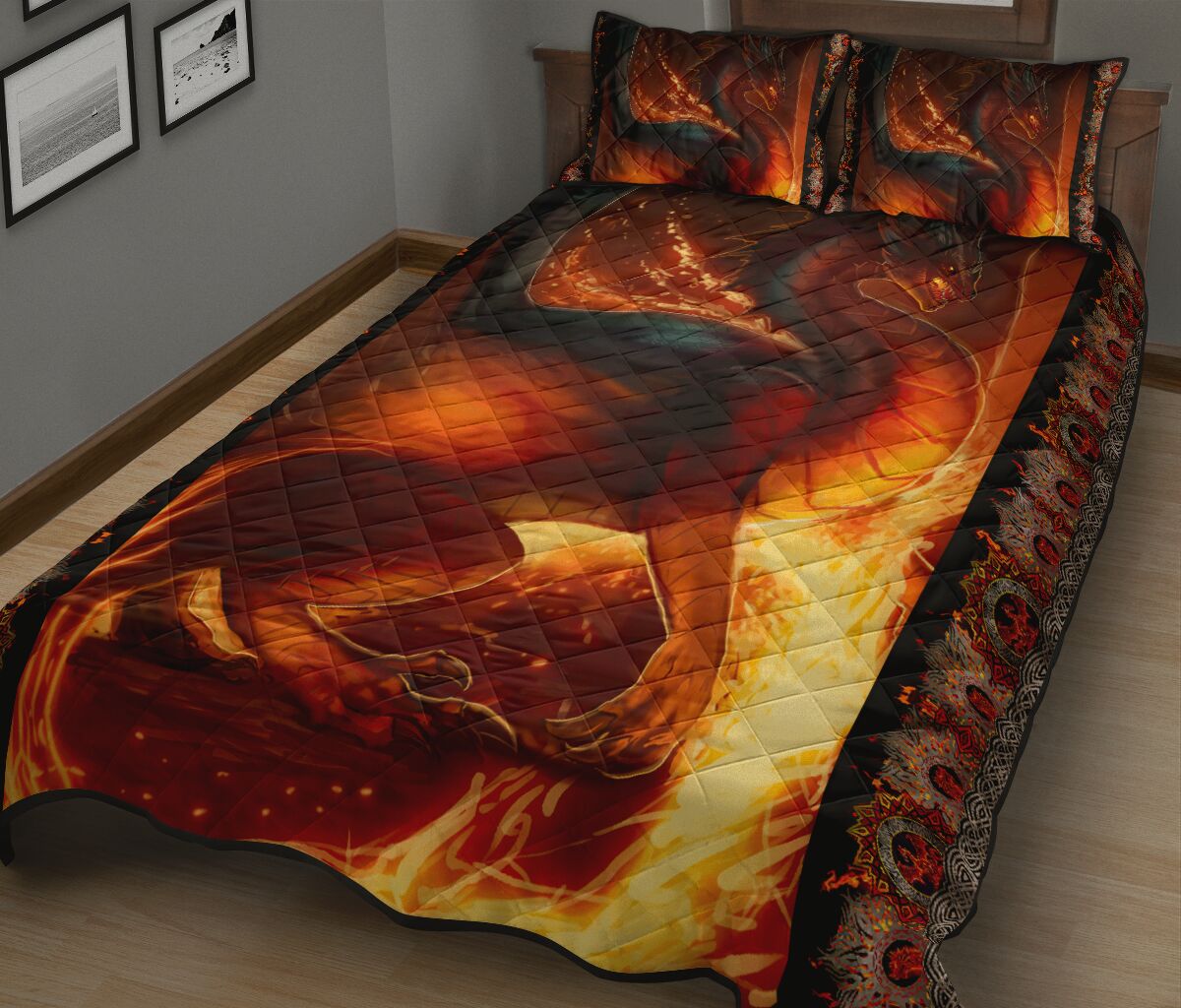 Dragon Fire Quilt Bed Set- Love Quilt Bedding Set