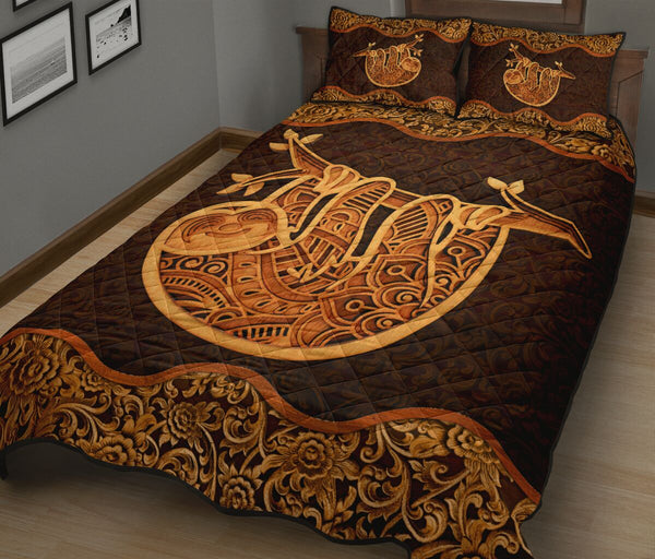 Sloth Wood Carving Quilt Bed Set- Love Quilt Bedding Set