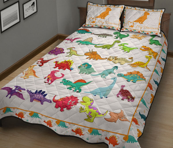 Dinosaur Pattern Style Quilt Bed Set - Love Quilt Bedding Set