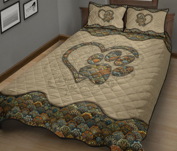 Quilt Bed Set - Mandala - Paw Heart Lovers 35 - Love Quilt Bedding Set