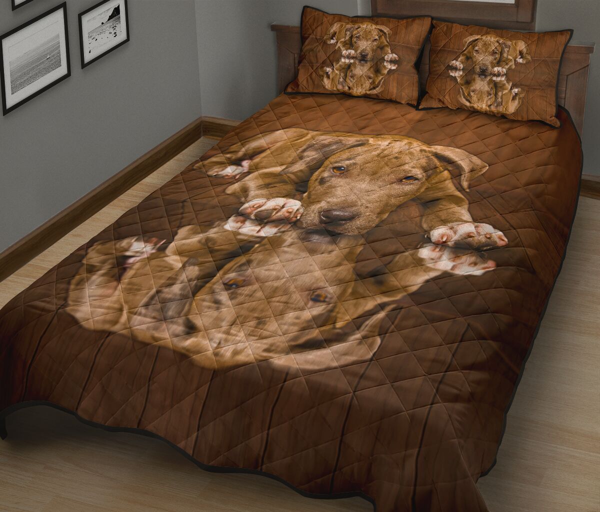 Pitbull Dog Shadow Style Quilt Bed Set - Love Quilt Bedding Set
