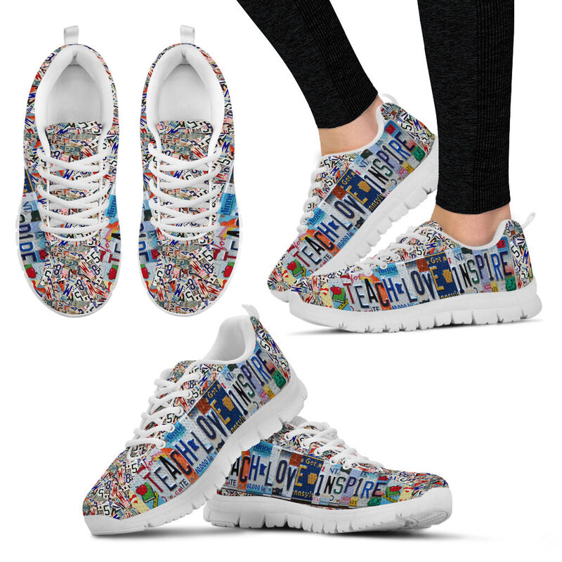 Teacher License Plates Sneakers, Runni- Love Sneakers