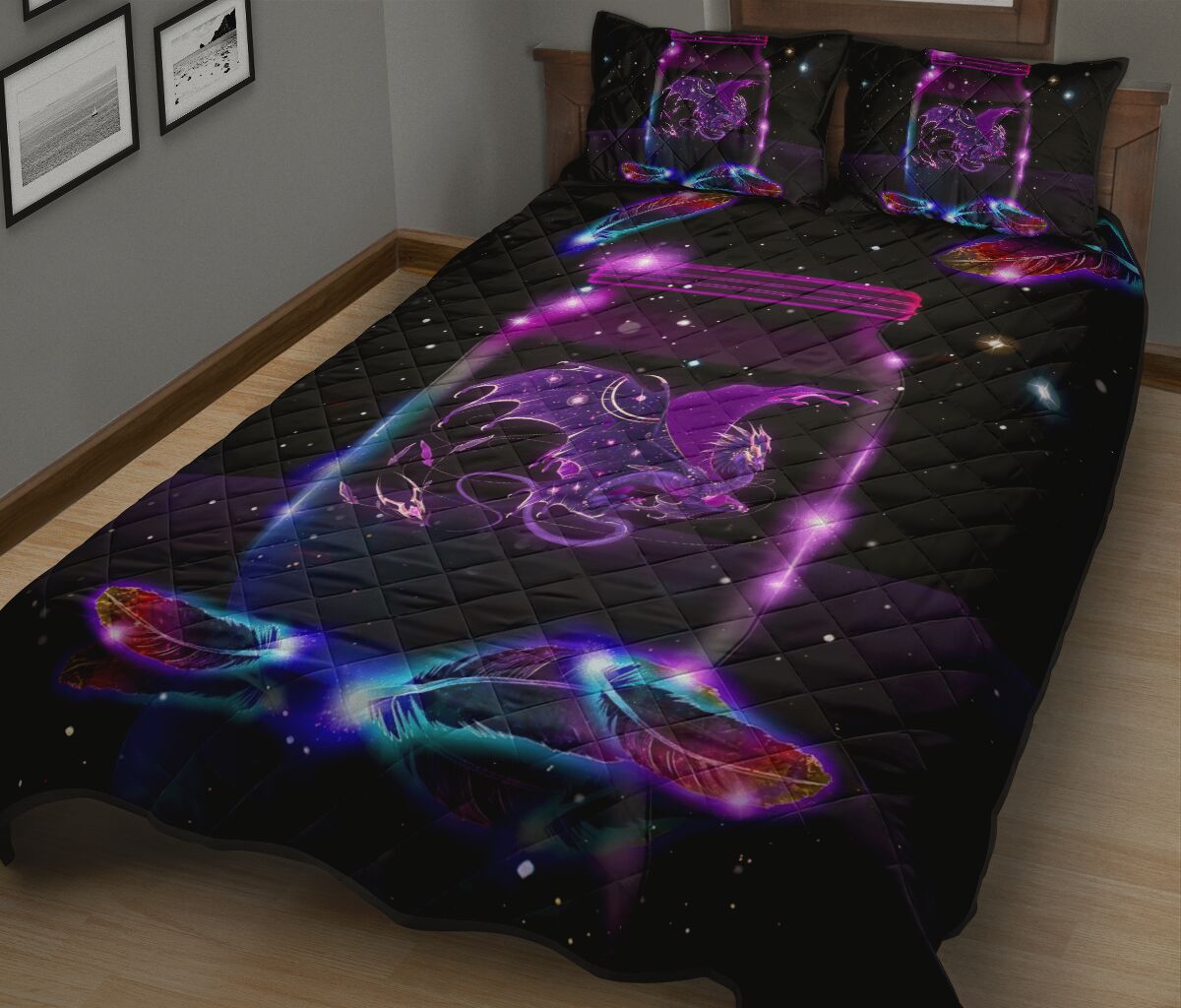 Dragon Neon Quilt Bed Set - Love Quilt Bedding Set