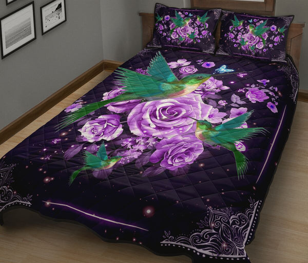 Quilt Bed Set - Hummingbird - Violet Rose 46 - Love Quilt Bedding Set