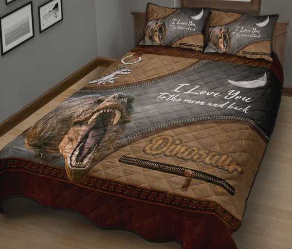 Dinosaur Animal Leather Quilt Bed Set 6- Love Quilt Bedding Set