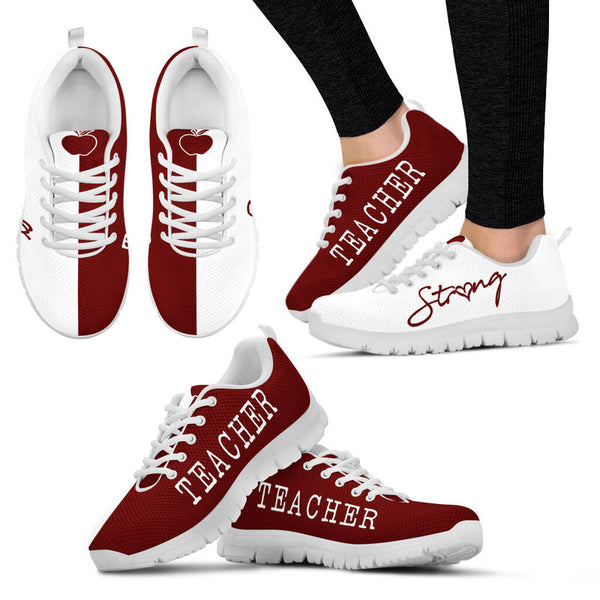 Teacher Strong Maroon White Kd Sneakers, Running Shoes, Shoes For Women, Shoes For Men, Cust- Love Sneakers