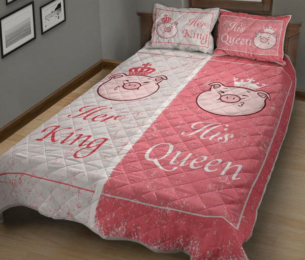 Pig - King And Queen - Love Quilt Bedding Set