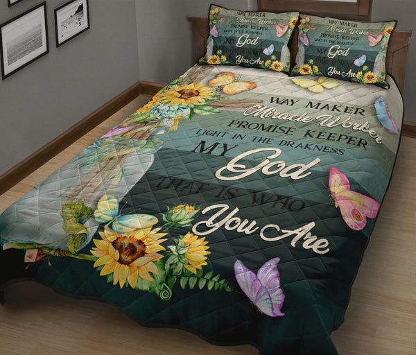 Butterfly Way Maker Miracle Worker Quilt Bed Set - Love Quilt Bedding Set