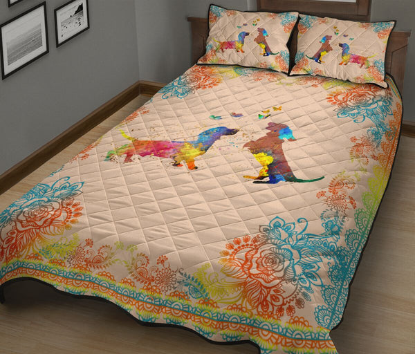 Dachshund Watercolor - Bed Set - Love Quilt Bedding Set
