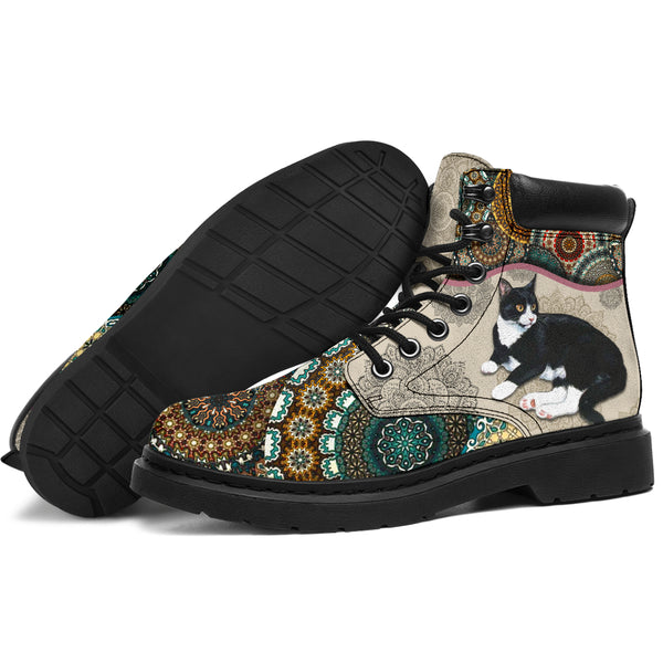 Tuxedo Cat - Vintage Mandala Asboot Kd - Love All Season Boots