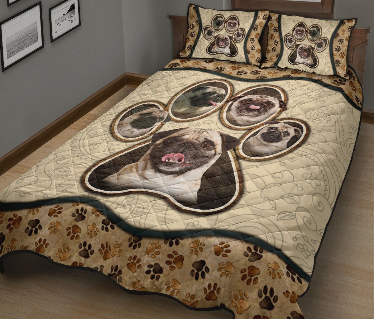 Pug Paw Vintage - Bed Set - Love Quilt Bedding Set