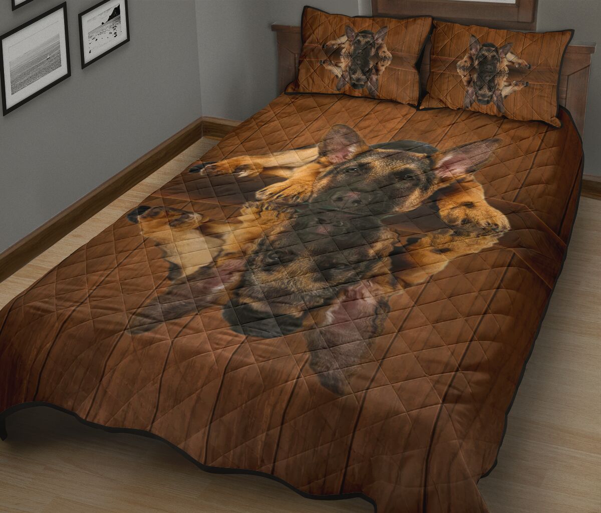 Boston Terrier Dog Shadow Style Quilt Bed Set - Love Quilt Bedding Set