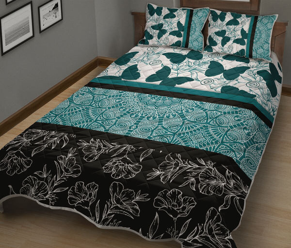 Butterfly Darkturquoise - Bed Set - Love Quilt Bedding Set