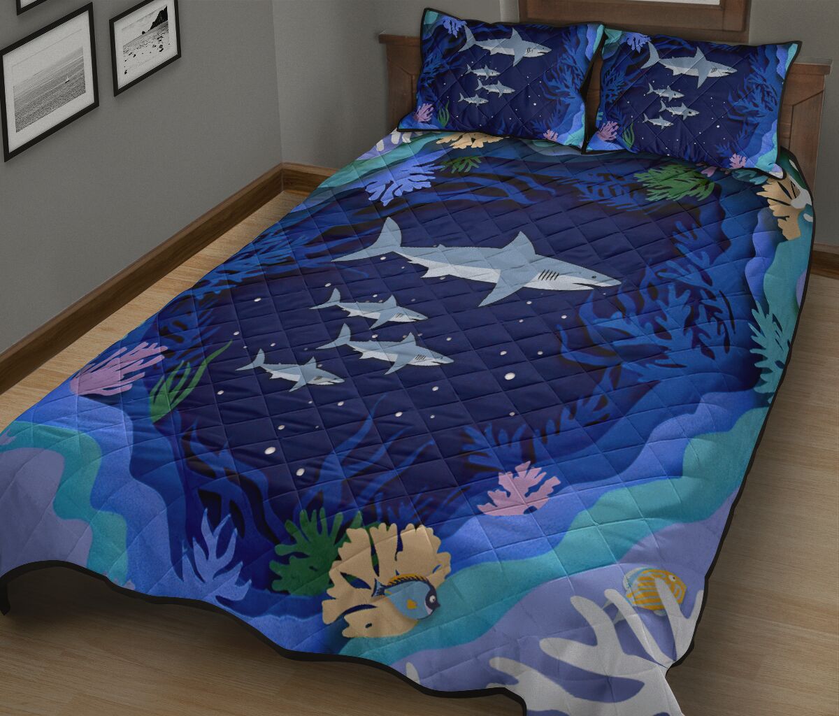 Shark Layer Paper Quilt Bed Set- Love Quilt Bedding Set