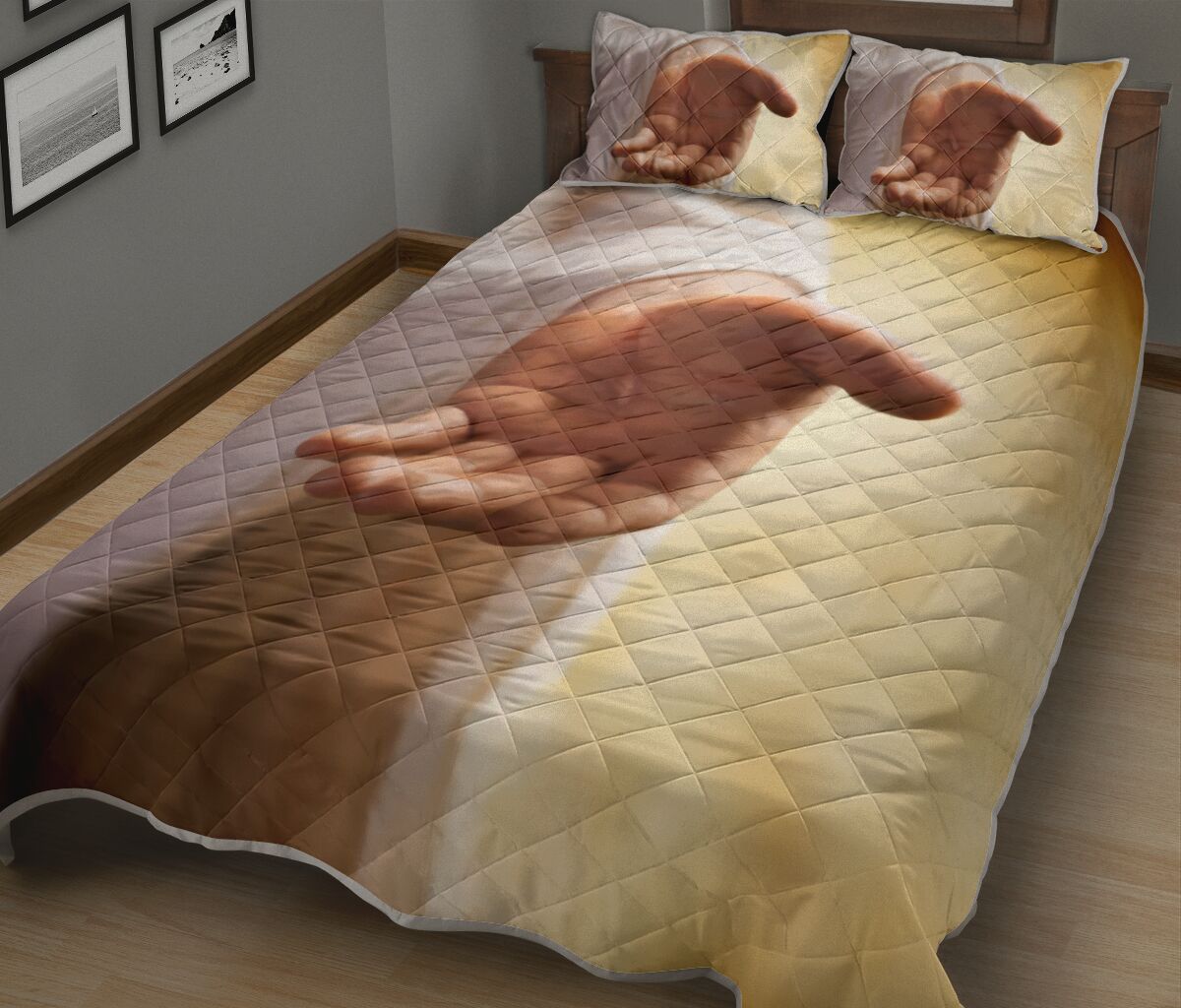 Hand God Jesus Quilt Bed Set- Love Quilt Bedding Set