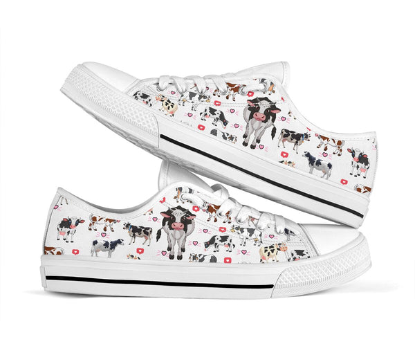 Cow White - Low Top Shoe - Love Love Top Shoes