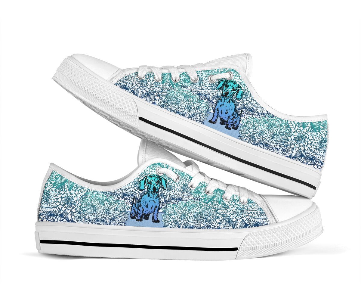 Dachshund Flower Gradient - Low Top Shoe - Love Love Top Shoes