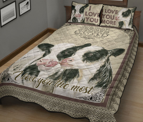 Quilt Bed Set - Cow - I Love You More 65 - Love Quilt Bedding Set