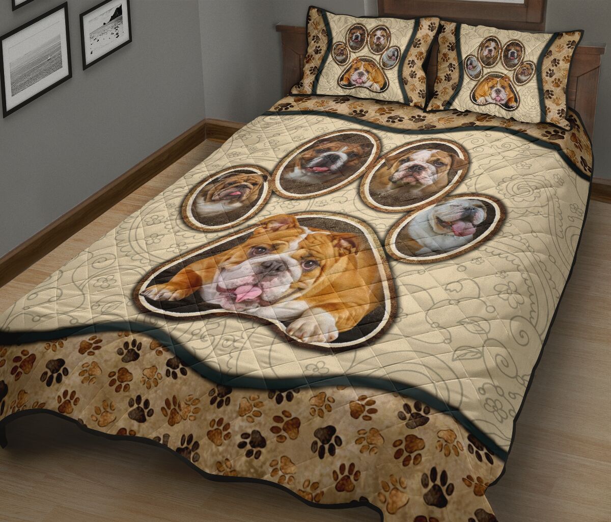 Bulldog Paw Vintage - Bed Set - Love Quilt Bedding Set