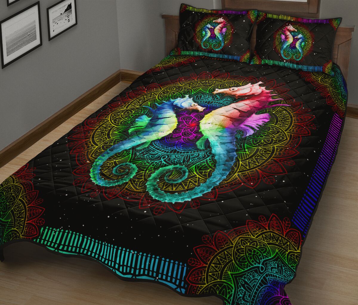 Quilt Bed Set - Seahorse - Rainbow 52 - Love Quilt Bedding Set