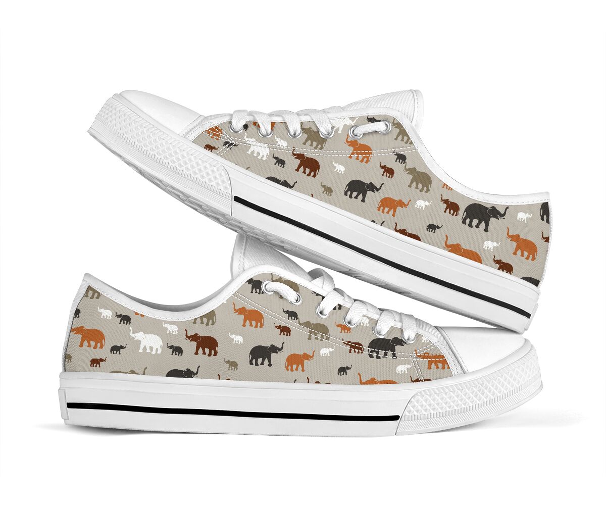 Elephants Pattern Low Top Shoes