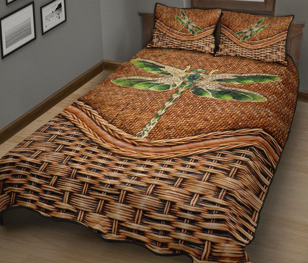 Dragonfly Bamboo Basket Style Quilt Bed Set - Love Quilt Bedding Set