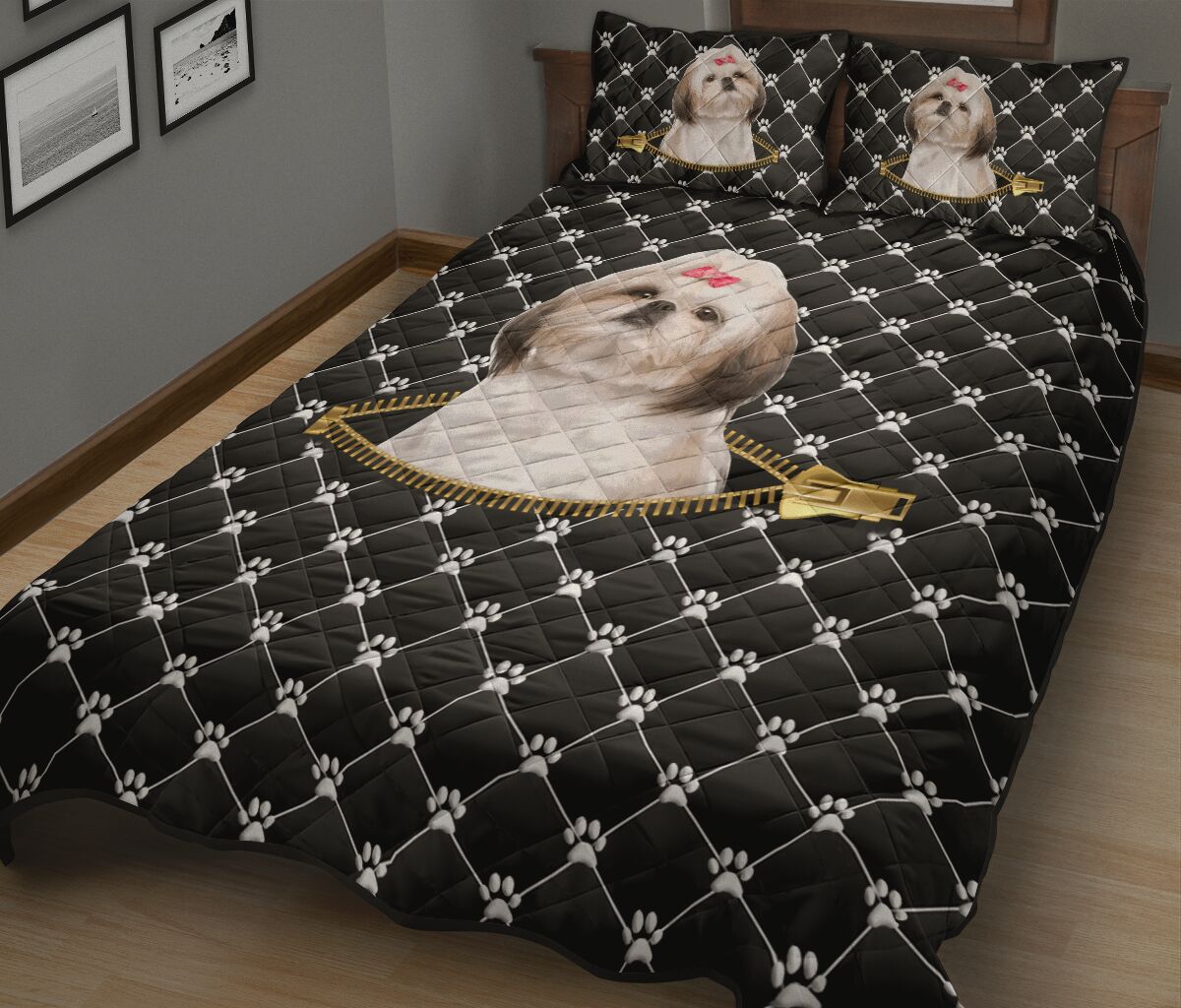 Shih Tzu Zipper - Bed Set - Love Quilt Bedding Set