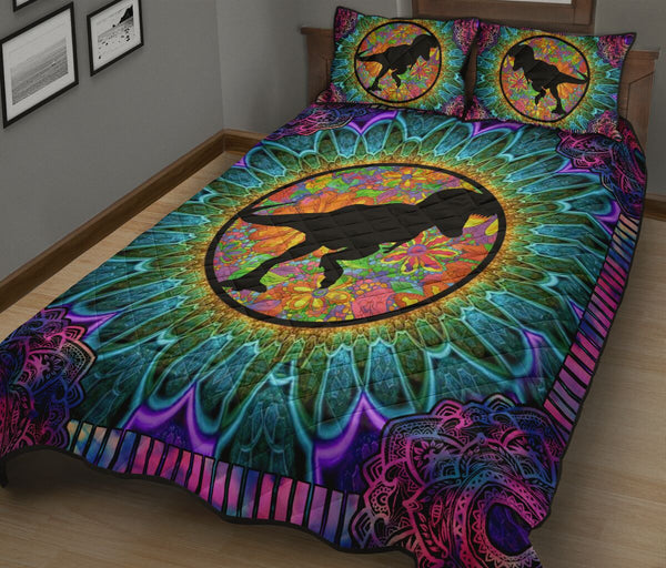 Dinosaur Hippie Style Quilt Bed Set - Love Quilt Bedding Set