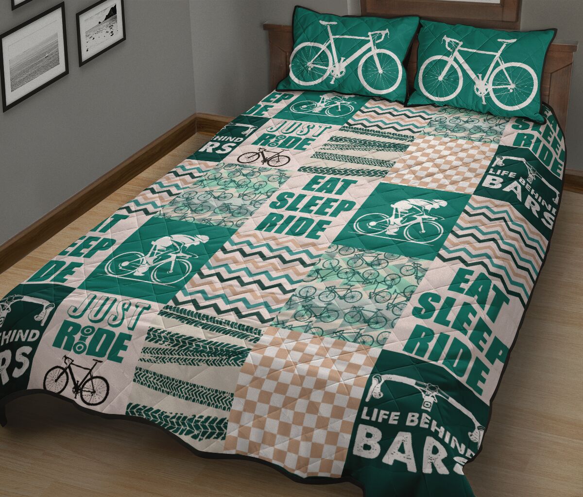 Road Bike Life Cycling Blue Pattern - Bed Set- Love Quilt Bedding Set