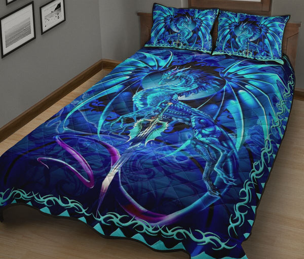 Dragon Ice Art Style Quilt Bed Set - Love Quilt Bedding Set