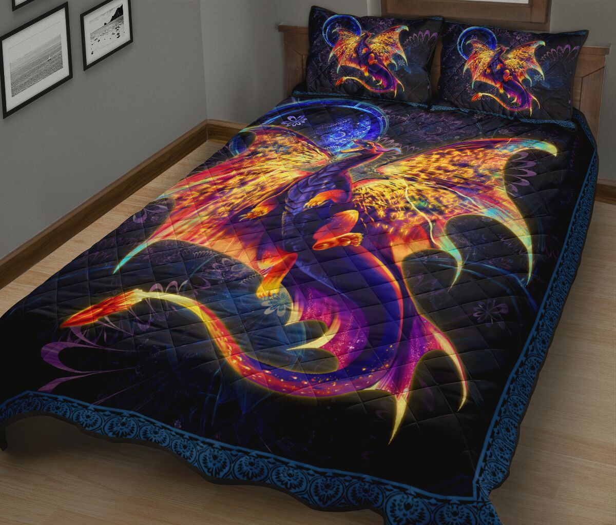 Dragon Lighting Style Quilt Bed Set - Love Quilt Bedding Set