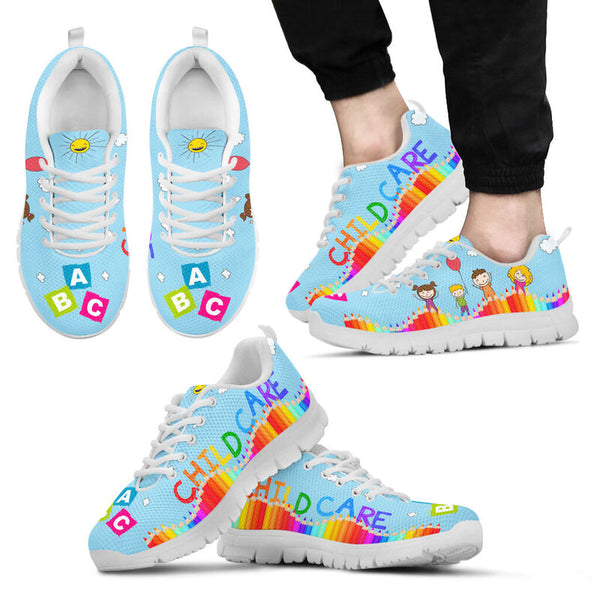 Child Care Abc Blue Sole White Sneakers, Runnin- Love Sneakers
