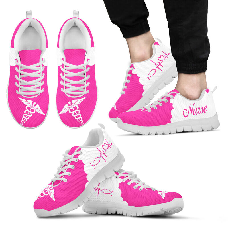 Nurse Cl- Pink White Kd Sneakers, Running Shoes, Shoes For Women, Shoes For Men, Custom Shoe- Love Sneakers